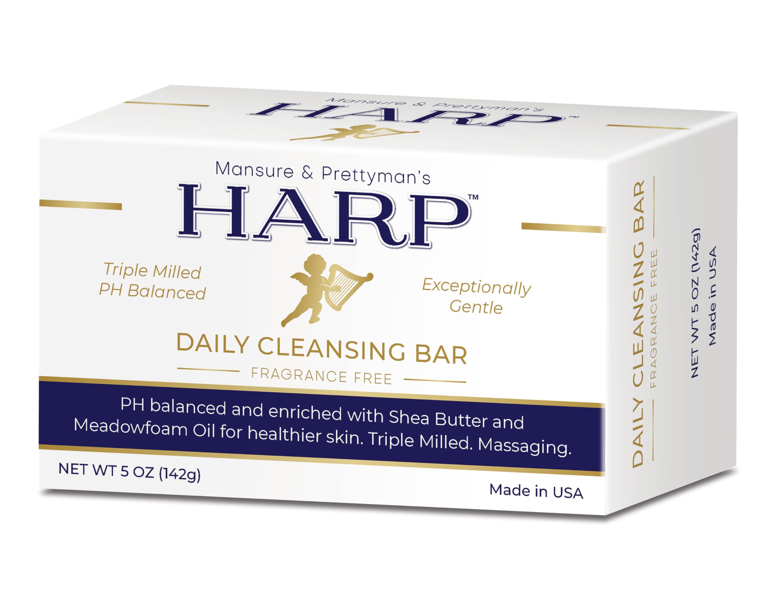 HARP Sensitive Skin Body Wash Bar | pH Balanced (Slightly Acidic) | 100% Syndet | Moisturizing Shea Butter | Non-Comedogenic | Soap-Free, Lye-Free. FRAGRANCE FREE (No Masking agents added)